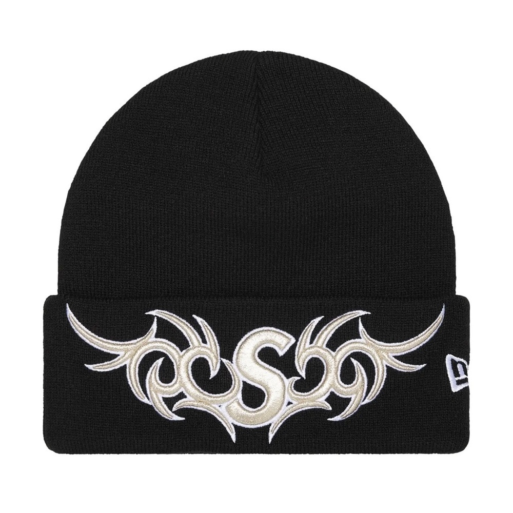 Supreme Black Beanie with White Embroidery